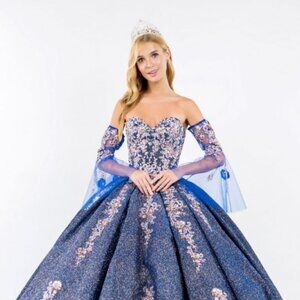 NEW LONG OFF THE SHOULDER EMBROIDERED LACE BALL GOWN WITH LACE UP BACK GL1912